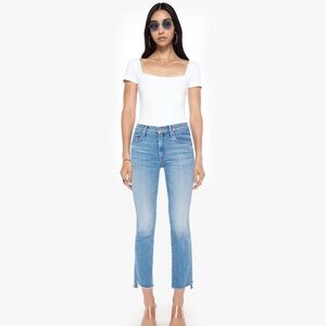 NEW Mother The Insider Crop Step Fray Jeans in Out Of The Blue, Size 27
